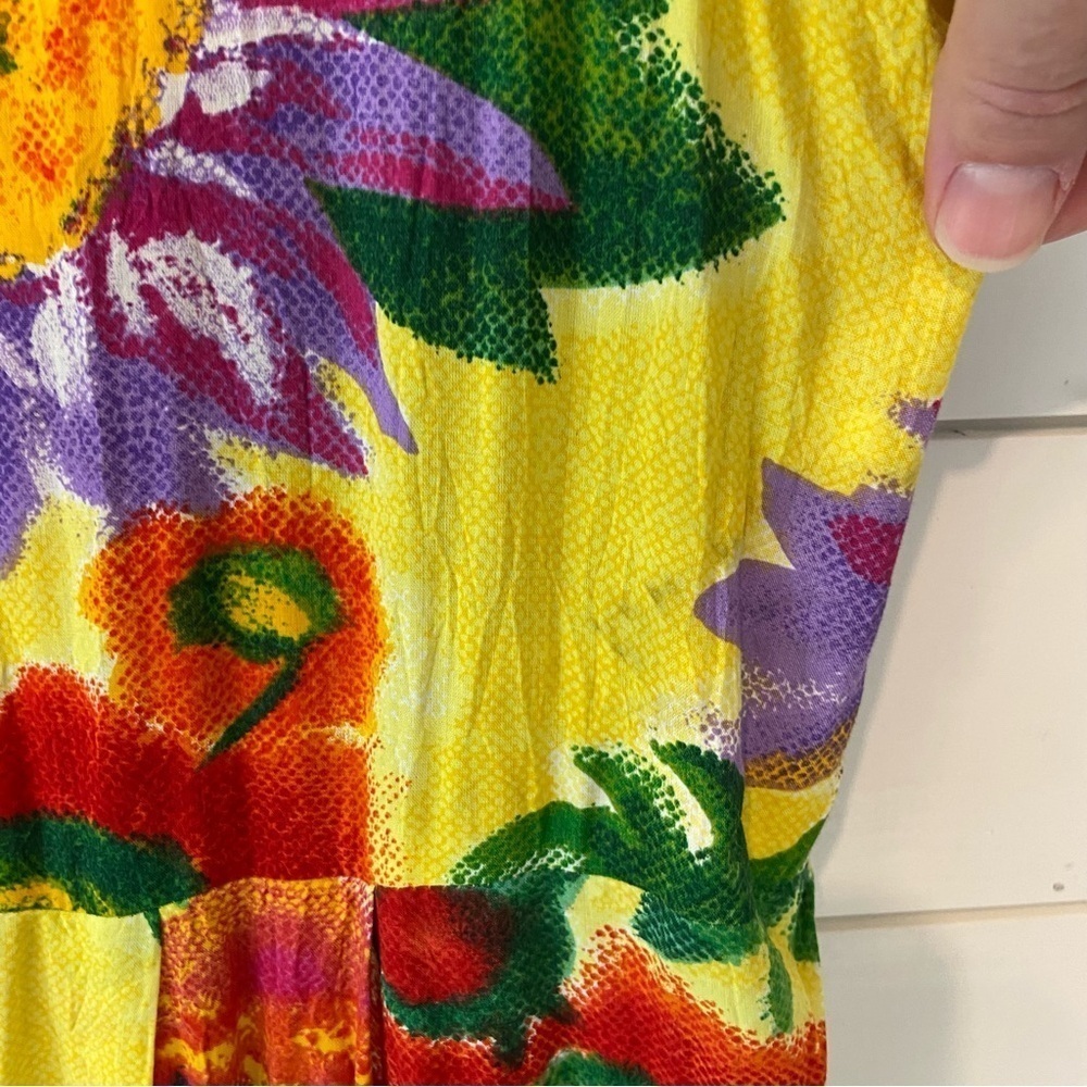 Jams World | Vintage 100% Rayon Sleeveless Midi Floral Summer Dress Size Large - Picture 10 of 10